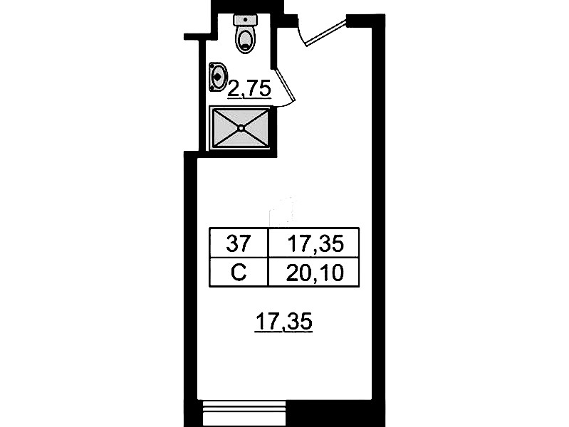 Квартира студия 20.26 м², 9/9 эт., Апарт-отель «Апарт отель Well»